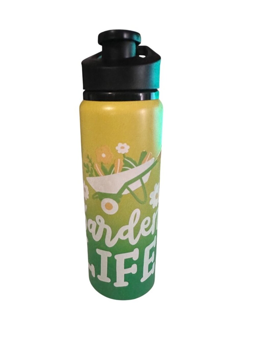 24 fl oz aluminum water bottle green and yellow Garden Life